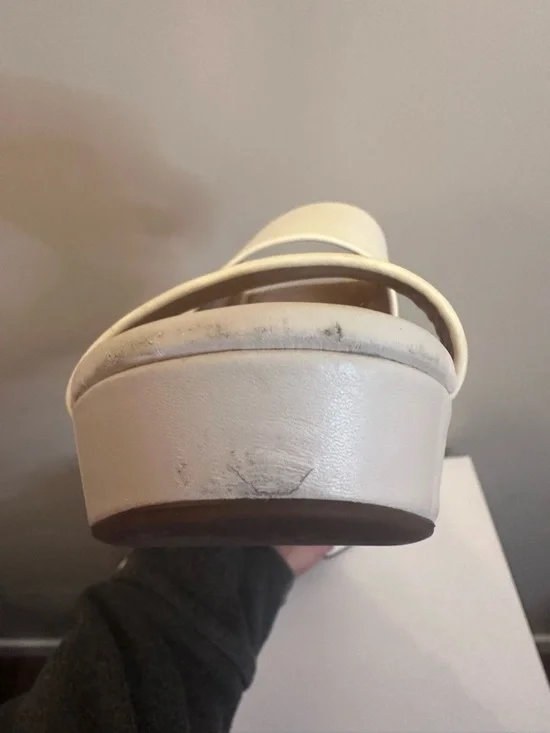 AEROSOLES Cream Block Heel Sandals - Picture 6 of 7